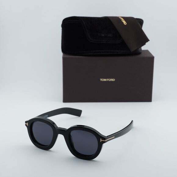 Tom Ford Raffa FT1100 01A Round Sunglasses - Black/Smoke - Picture 8 of 11
